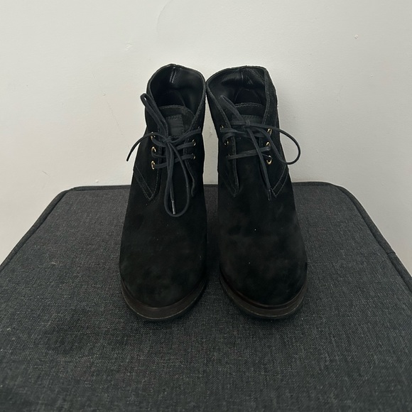 PRADA Black Suede Ankle Lace Up Booties - Picture 2 of 5